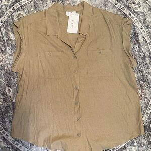 Isabel Maternity by Ingrid & Isabel Tan Button-Down Shirt